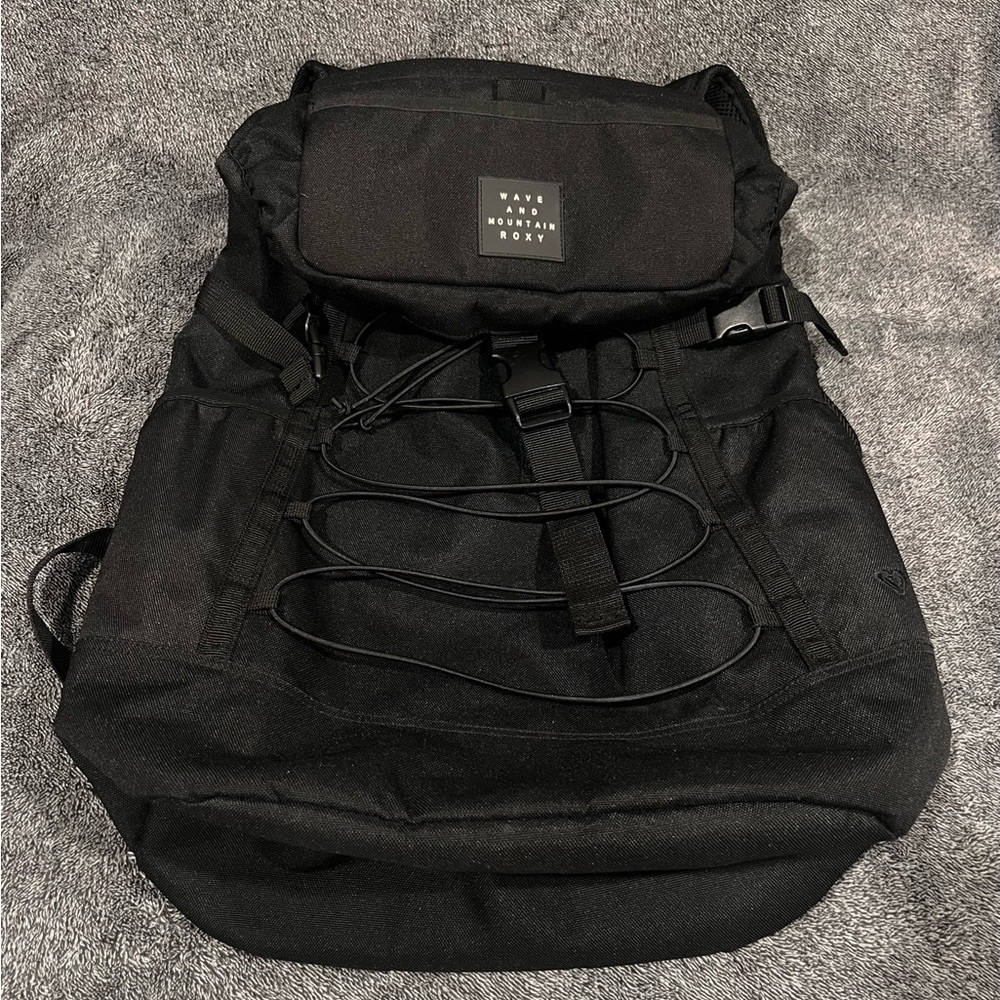 Roxy black “ Wave and Mountain “ daypack hiking trail backpack women’s